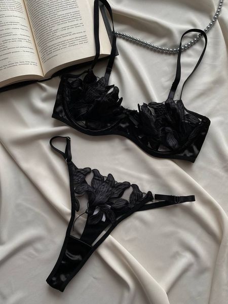 Комплект жіночої білизни з об'ємною вишивкою та сіткою "Elysian Lace", розмір M, 2508/M 2508/6/M фото